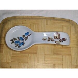 BIA Cordon Bleu Ceramic Spoon Rest, Blueberries And Nuts Design, 10" Long EUC